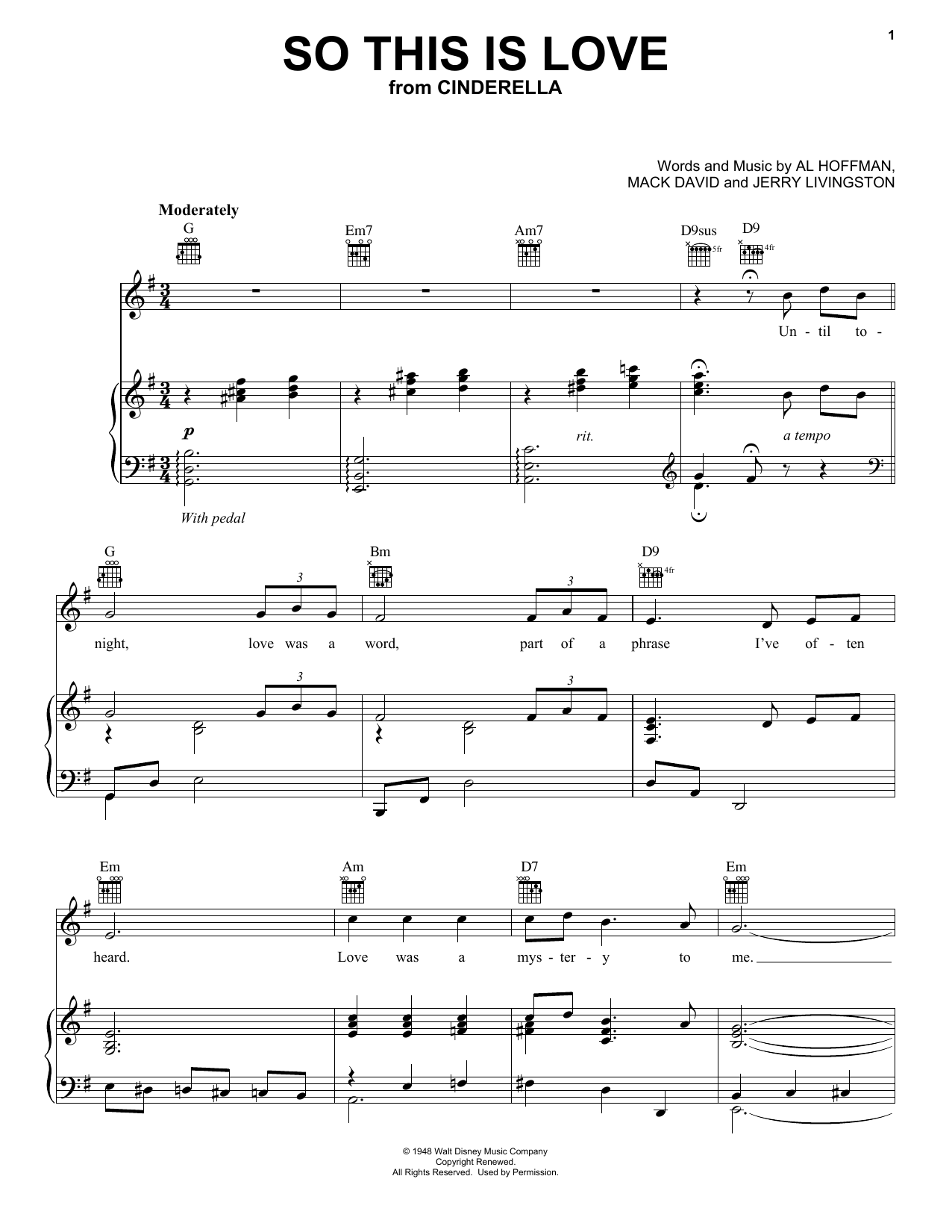 Mack David So This Is Love (The Cinderella Waltz) Sheet Music Notes & Chords for Guitar Tab - Download or Print PDF