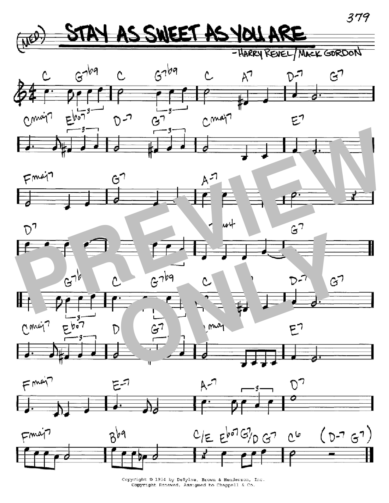 Mack Gordon Stay As Sweet As You Are Sheet Music Notes & Chords for Real Book – Melody & Chords - Download or Print PDF