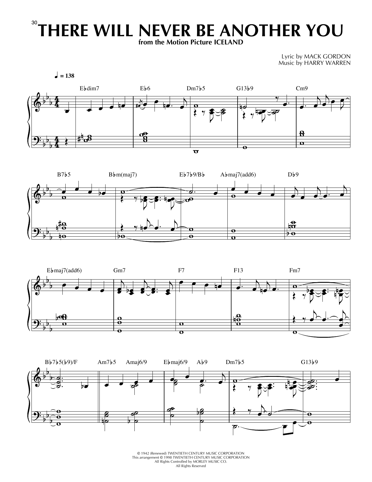 Mack Gordon There Will Never Be Another You (arr. Al Lerner and Thomas Coppola) Sheet Music Notes & Chords for Piano Solo - Download or Print PDF