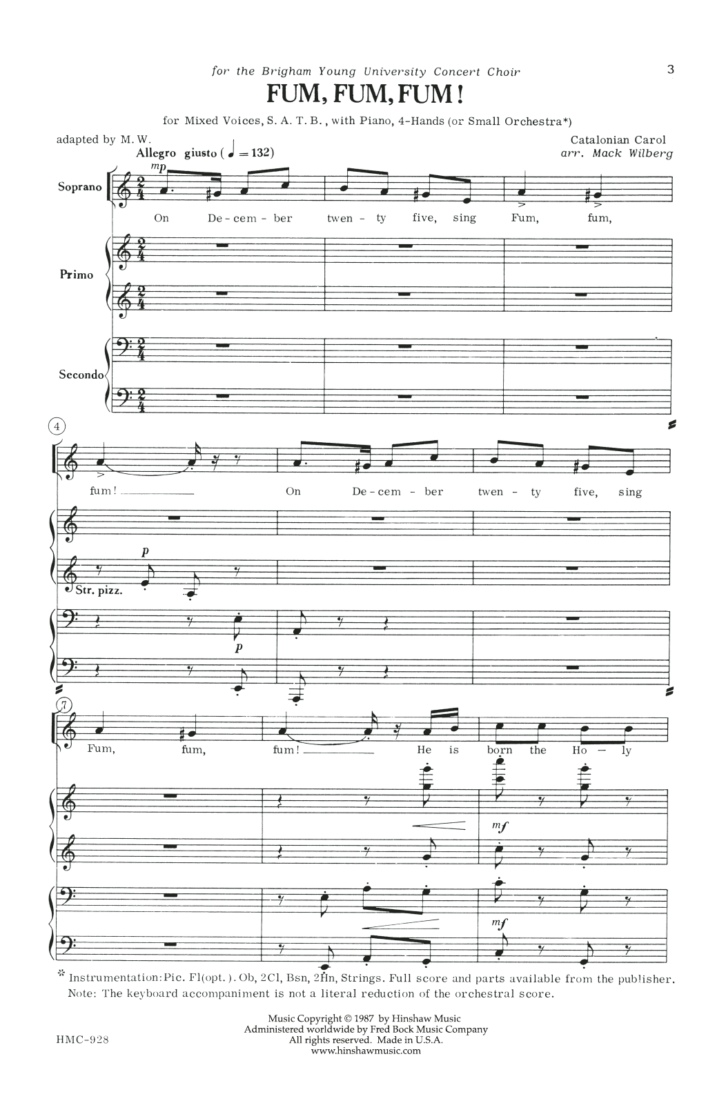 Mack Wilberg Fum, Fum, Fum! Sheet Music Notes & Chords for SATB Choir - Download or Print PDF