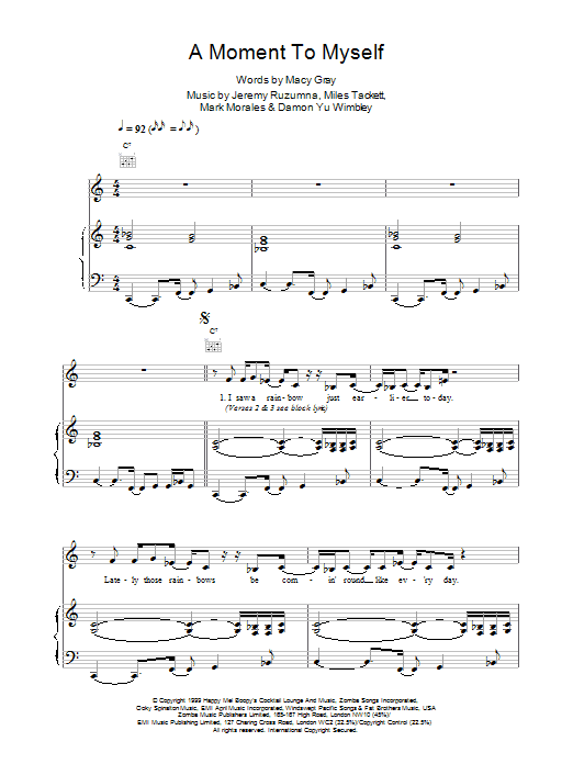 Macy Gray A Moment To Myself Sheet Music Notes & Chords for Piano, Vocal & Guitar - Download or Print PDF