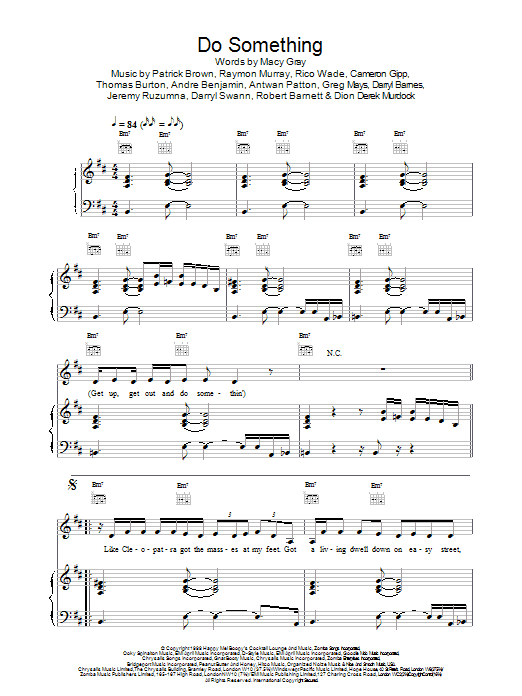 Macy Gray Do Something Sheet Music Notes & Chords for Piano, Vocal & Guitar - Download or Print PDF