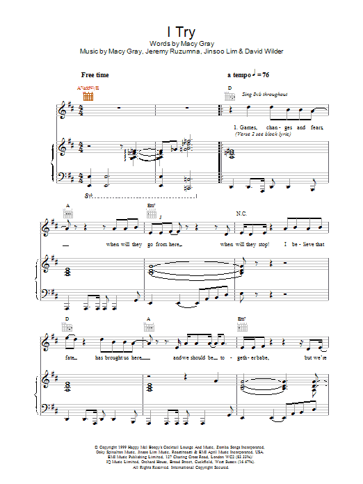 Macy Gray I Try Sheet Music Notes & Chords for Saxophone - Download or Print PDF
