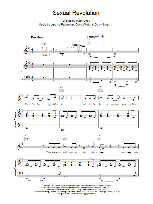 Macy Gray Sexual Revolution Sheet Music Notes & Chords for Piano, Vocal & Guitar - Download or Print PDF