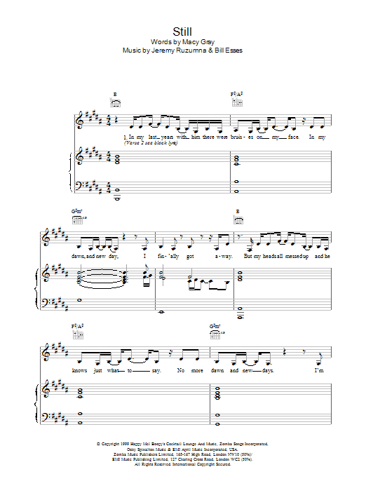 Macy Gray Still Sheet Music Notes & Chords for Piano, Vocal & Guitar - Download or Print PDF