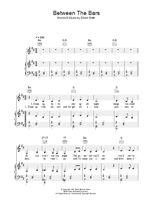 Madeleine Peyroux Between The Bars Sheet Music Notes & Chords for Piano, Vocal & Guitar (Right-Hand Melody) - Download or Print PDF