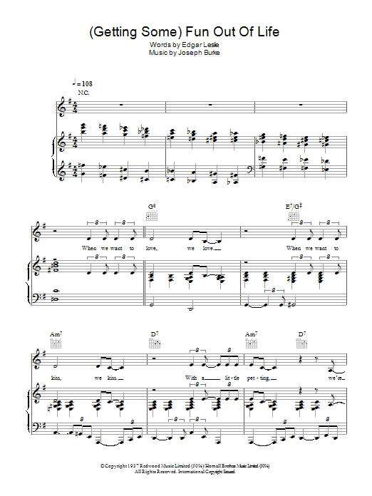 Madeleine Peyroux (Getting Some) Fun Out Of Life Sheet Music Notes & Chords for Piano, Vocal & Guitar (Right-Hand Melody) - Download or Print PDF