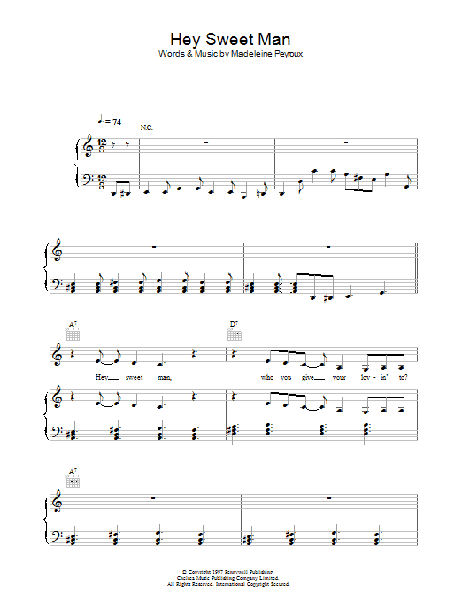 Madeleine Peyroux Hey Sweet Man Sheet Music Notes & Chords for Piano, Vocal & Guitar (Right-Hand Melody) - Download or Print PDF Madeleine Peyroux Hey Sweet Man Sheet Music Notes & Chords for Piano, Vocal & Guitar (Right-Hand Melody) - Download or Print PDF