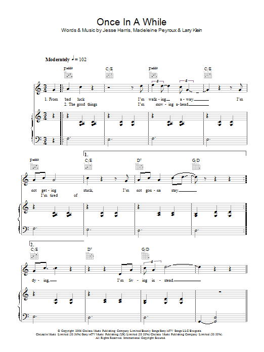 Madeleine Peyroux Once In A While Sheet Music Notes & Chords for Piano, Vocal & Guitar - Download or Print PDF