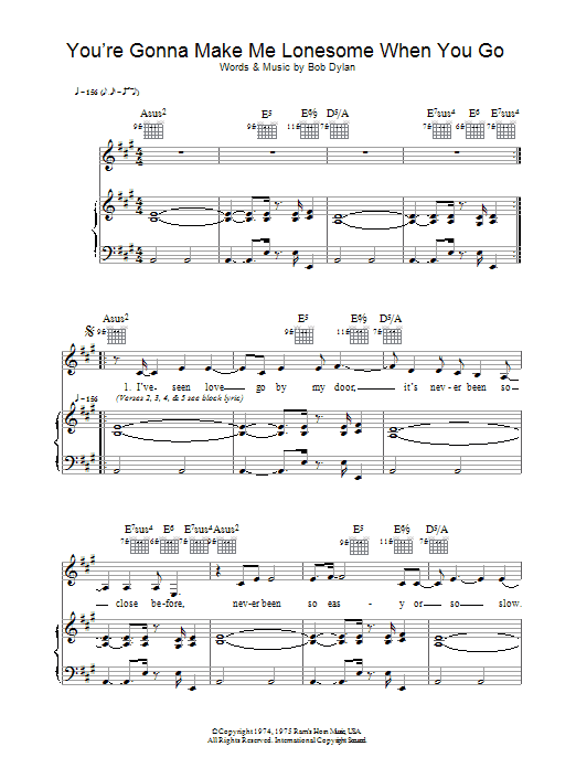 Madeleine Peyroux You're Gonna Make Me Lonesome When You Go Sheet Music Notes & Chords for Piano, Vocal & Guitar - Download or Print PDF