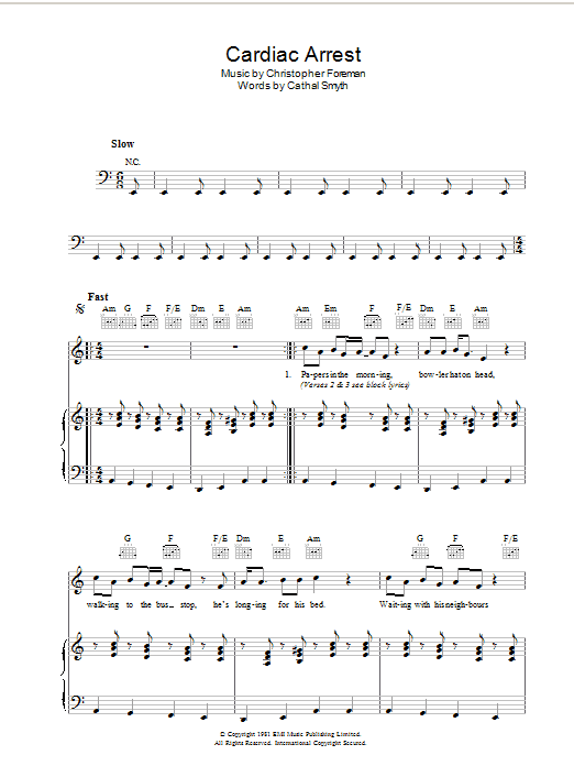 Madness Cardiac Arrest Sheet Music Notes & Chords for Piano, Vocal & Guitar - Download or Print PDF