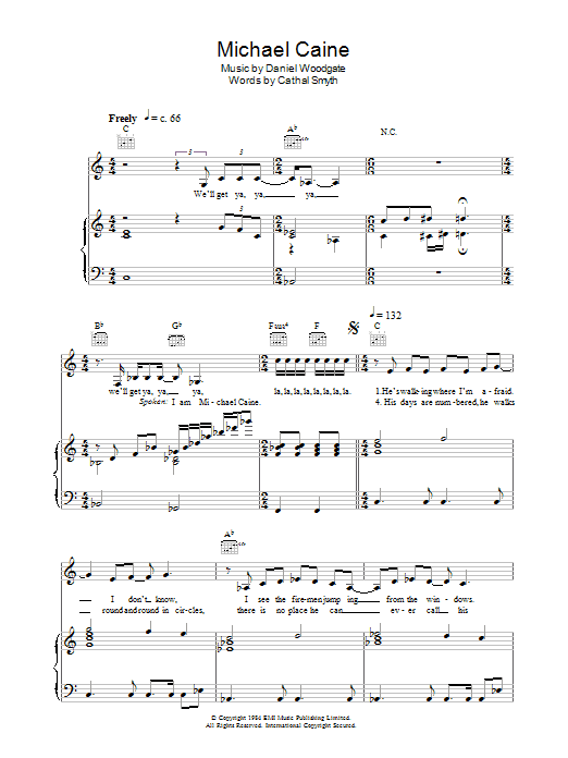 Madness Michael Caine Sheet Music Notes & Chords for Piano, Vocal & Guitar - Download or Print PDF