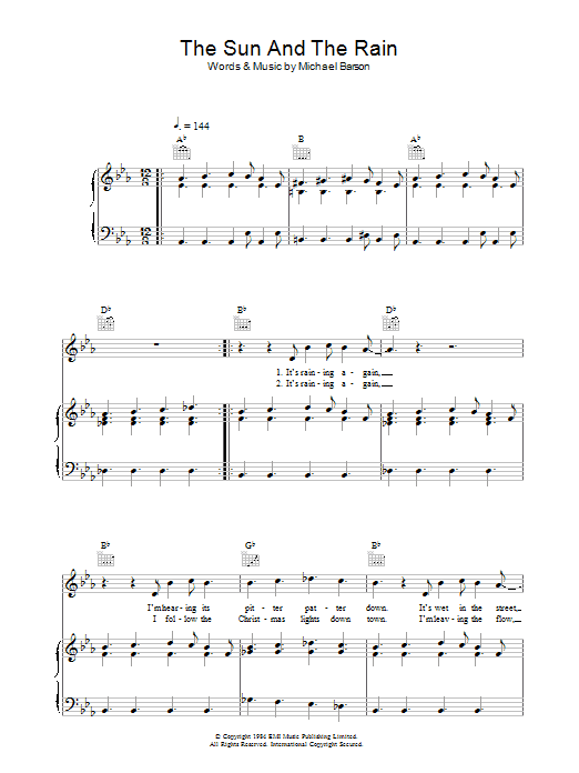 Madness The Sun And The Rain Sheet Music Notes & Chords for Piano, Vocal & Guitar (Right-Hand Melody) - Download or Print PDF