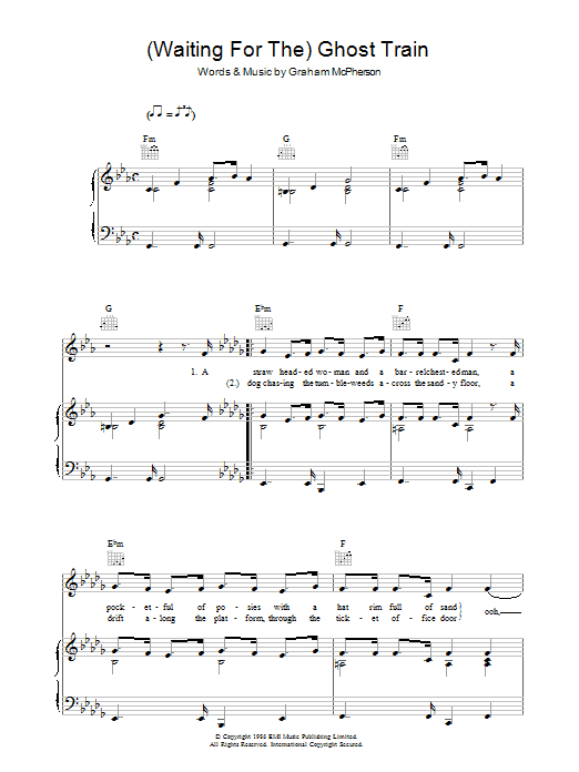 Madness Waiting For The Ghost Train Sheet Music Notes & Chords for Piano, Vocal & Guitar (Right-Hand Melody) - Download or Print PDF