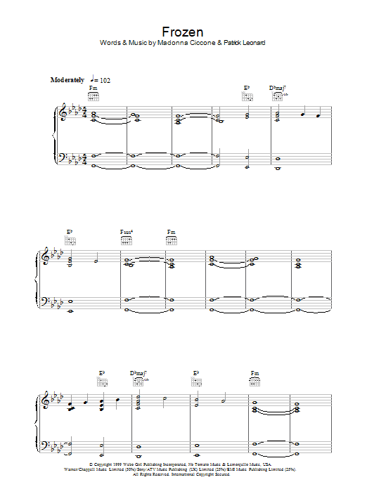 Madonna Frozen Sheet Music Notes & Chords for Saxophone - Download or Print PDF