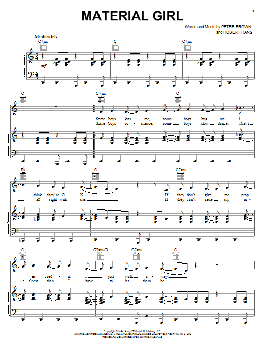 Madonna Material Girl Sheet Music Notes & Chords for Super Easy Piano - Download or Print PDF