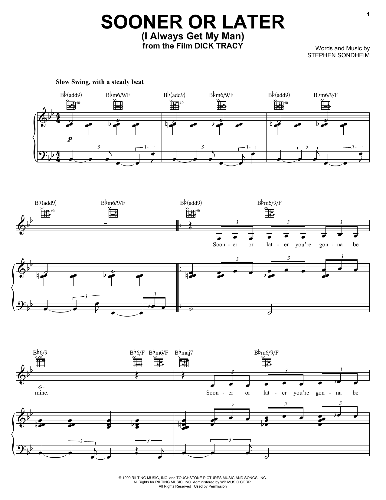 Stephen Sondheim Sooner Or Later (I Always Get My Man) Sheet Music Notes & Chords for Easy Piano - Download or Print PDF