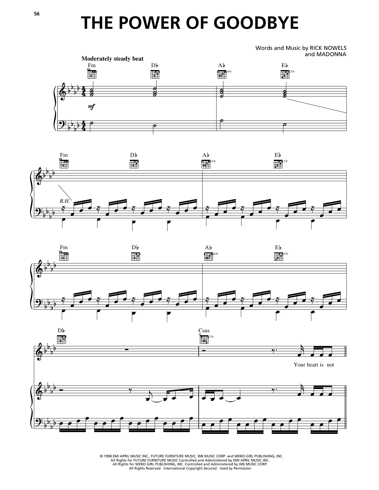 Madonna The Power Of Goodbye Sheet Music Notes & Chords for Piano, Vocal & Guitar Chords (Right-Hand Melody) - Download or Print PDF Madonna The Power Of Goodbye Sheet Music Notes & Chords for Piano, Vocal & Guitar Chords (Right-Hand Melody) - Download or Print PDF