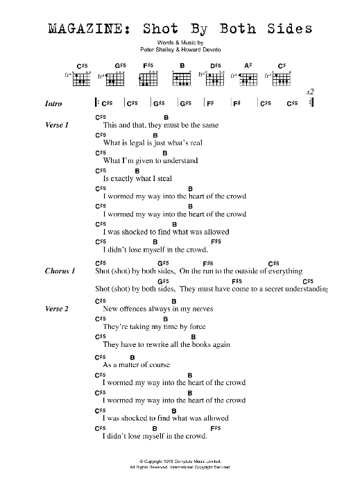 Magazine Shot By Both Sides Sheet Music Notes & Chords for Lyrics & Chords - Download or Print PDF