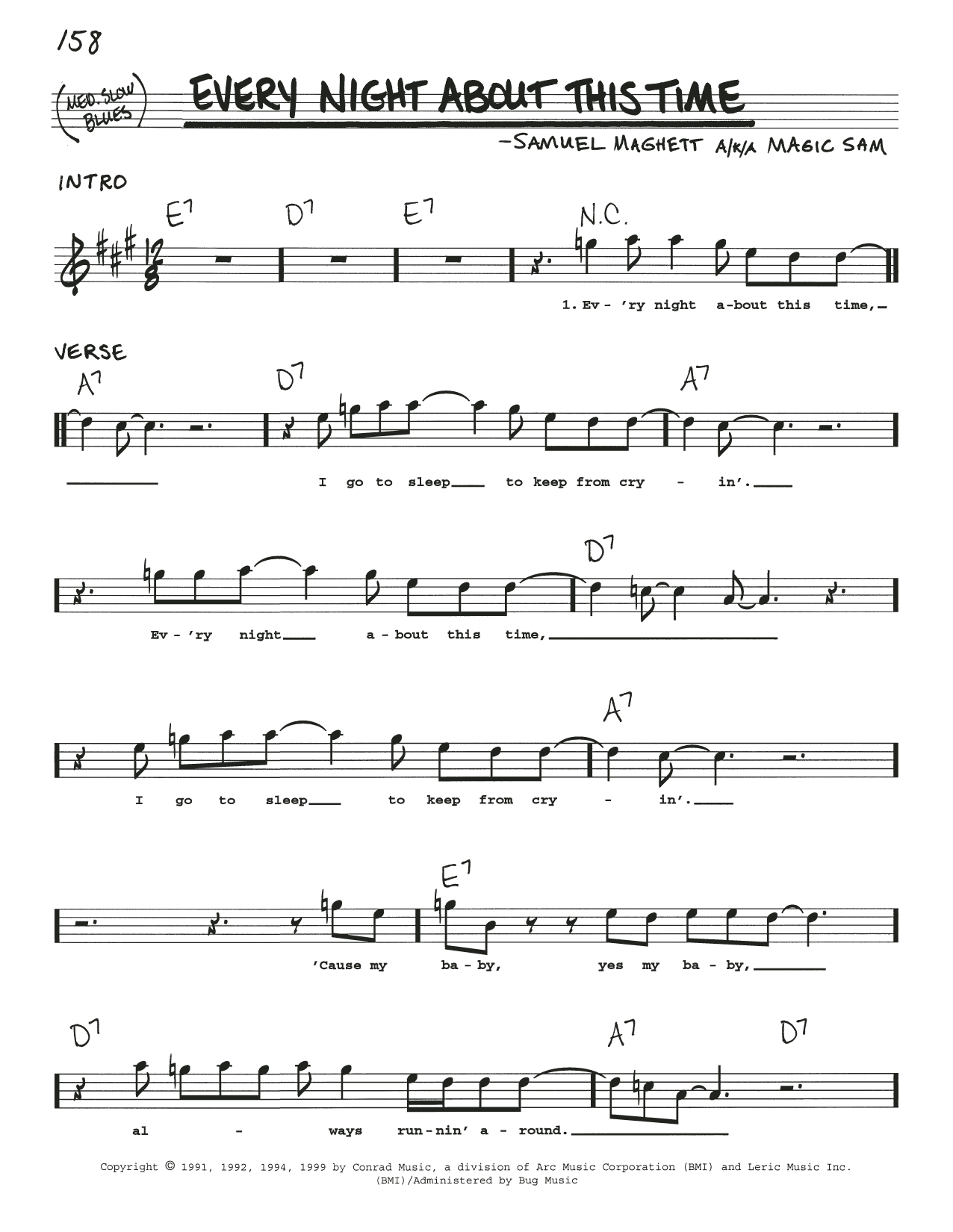 Magic Sam Every Night About This Time Sheet Music Notes & Chords for Real Book – Melody, Lyrics & Chords - Download or Print PDF
