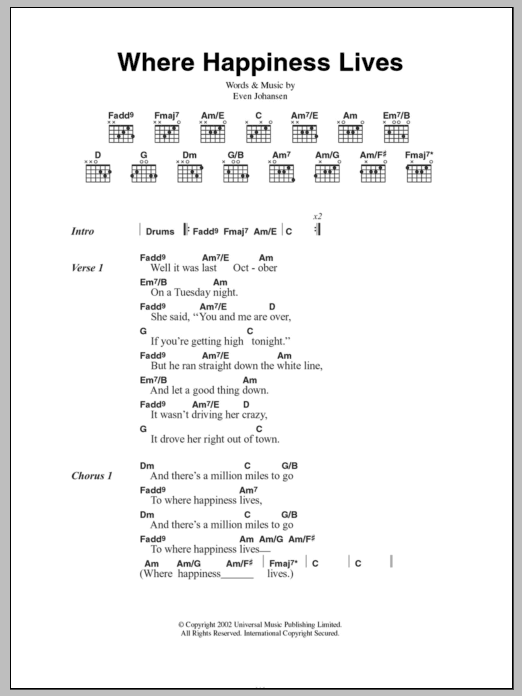 Magnet Where Happiness Lives Sheet Music Notes & Chords for Lyrics & Chords - Download or Print PDF Magnet Where Happiness Lives Sheet Music Notes & Chords for Lyrics & Chords - Download or Print PDF