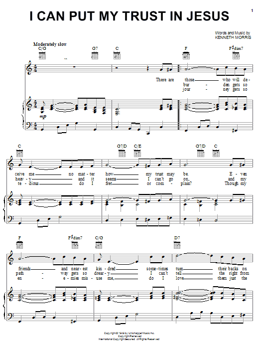 Mahalia Jackson I Can Put My Trust In Jesus Sheet Music Notes & Chords for Piano, Vocal & Guitar (Right-Hand Melody) - Download or Print PDF