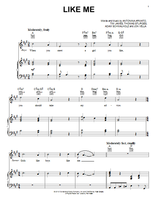 Maia Mitchell Like Me Sheet Music Notes & Chords for Piano, Vocal & Guitar (Right-Hand Melody) - Download or Print PDF