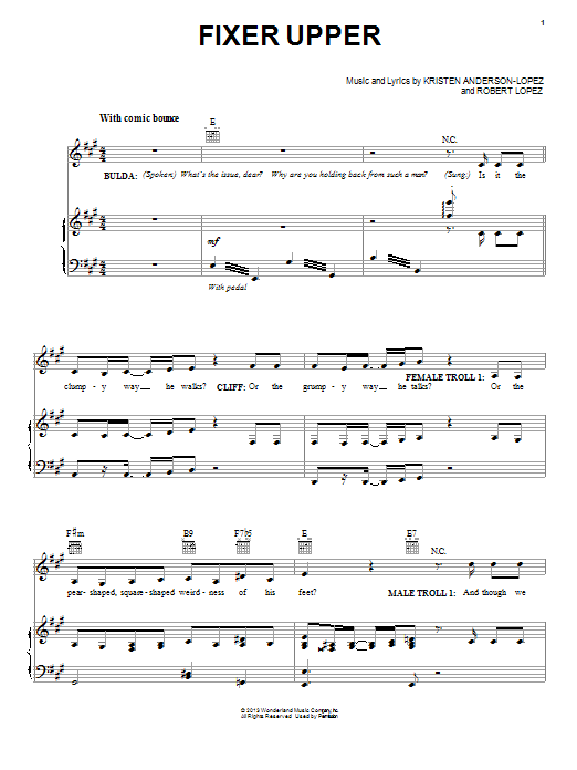 Maia Wilson and Cast Fixer Upper (from Disney's Frozen) Sheet Music Notes & Chords for Piano Duet - Download or Print PDF