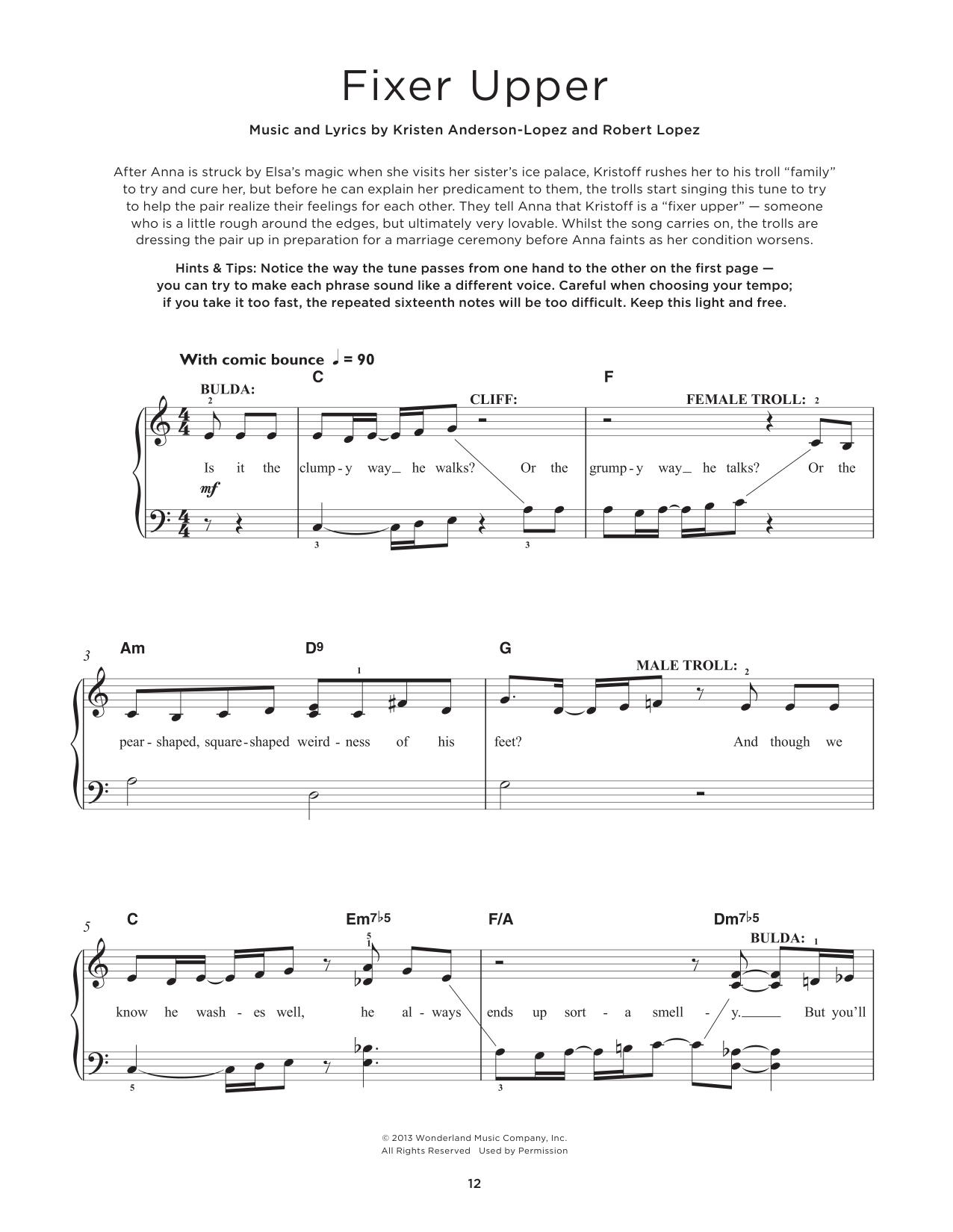 Maia Wilson and Cast Fixer Upper (from Frozen) Sheet Music Notes & Chords for Really Easy Piano - Download or Print PDF