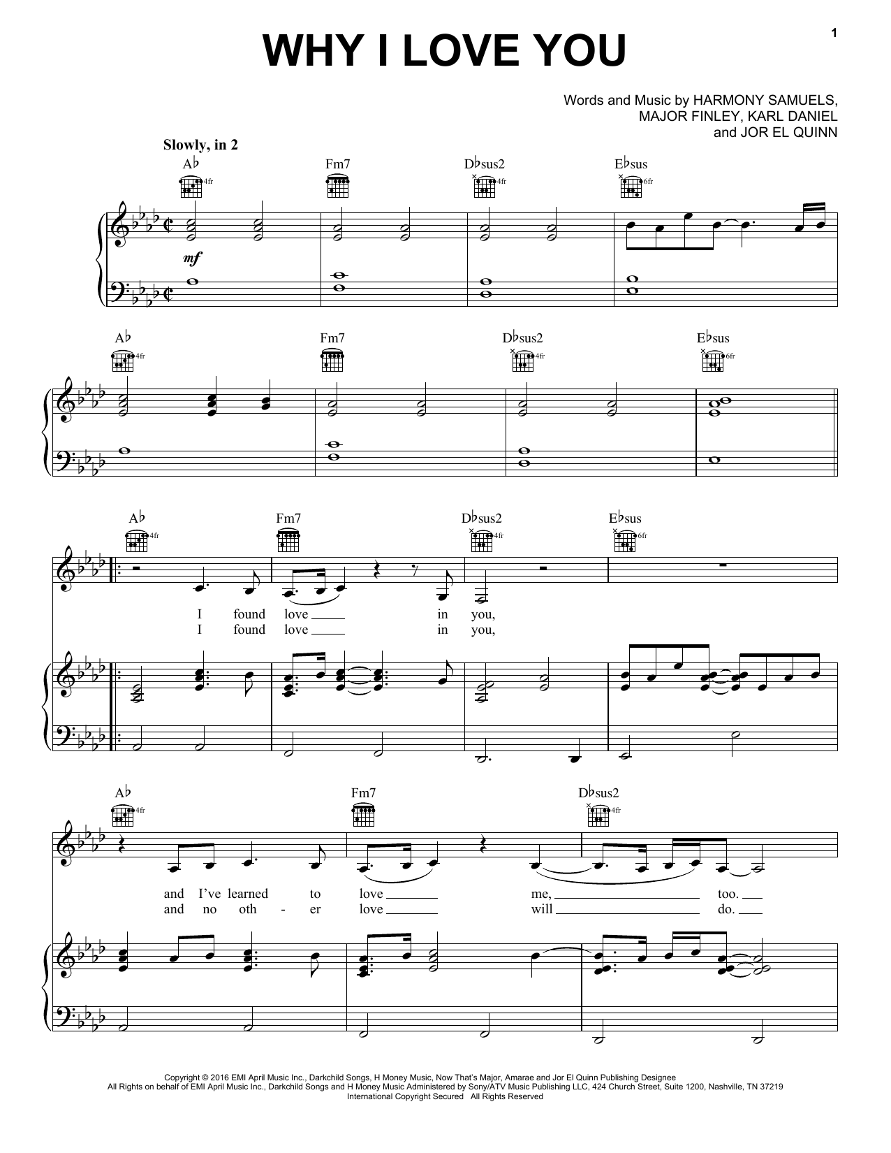 MAJOR. Why I Love You Sheet Music Notes & Chords for Piano, Vocal & Guitar (Right-Hand Melody) - Download or Print PDF MAJOR. Why I Love You Sheet Music Notes & Chords for Piano, Vocal & Guitar (Right-Hand Melody) - Download or Print PDF
