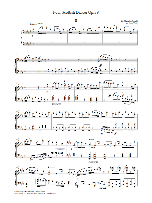 Malcolm Arnold Four Scottish Dances Op.59, No.2, Vivace Sheet Music Notes & Chords for Piano - Download or Print PDF