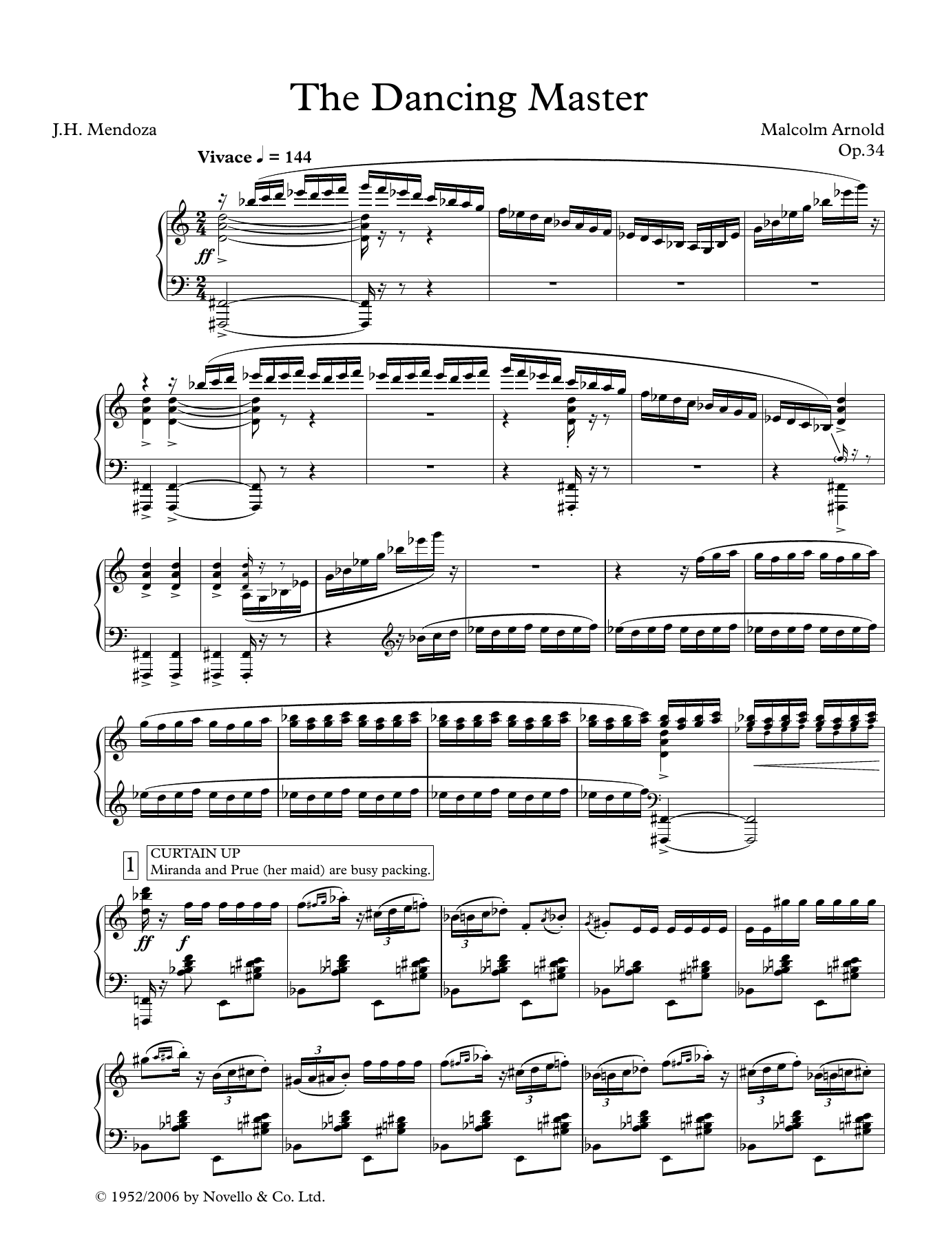 Malcolm Arnold The Dancing Master (Vocal score) Sheet Music Notes & Chords for Piano & Vocal - Download or Print PDF