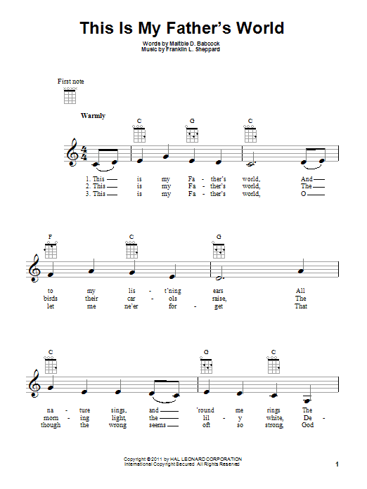 Maltbie D. Babcock This Is My Father's World Sheet Music Notes & Chords for Guitar Tab - Download or Print PDF