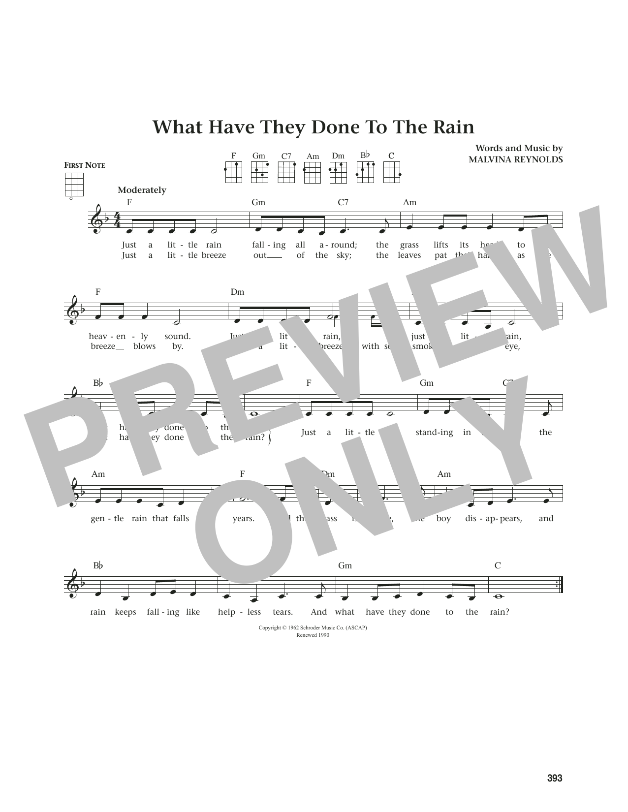 Malvina Reynolds What Have They Done To The Rain (from The Daily Ukulele) (arr. Jim Beloff) Sheet Music Notes & Chords for Ukulele - Download or Print PDF