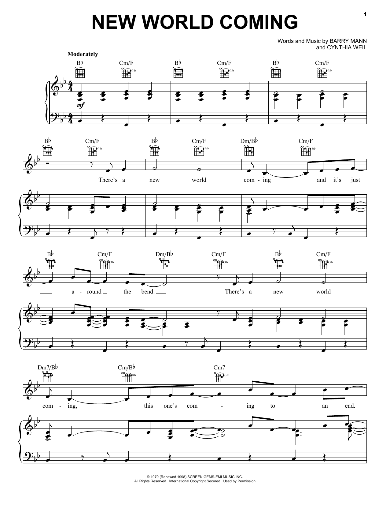 Mama Cass Elliot New World Coming Sheet Music Notes & Chords for Ukulele - Download or Print PDF