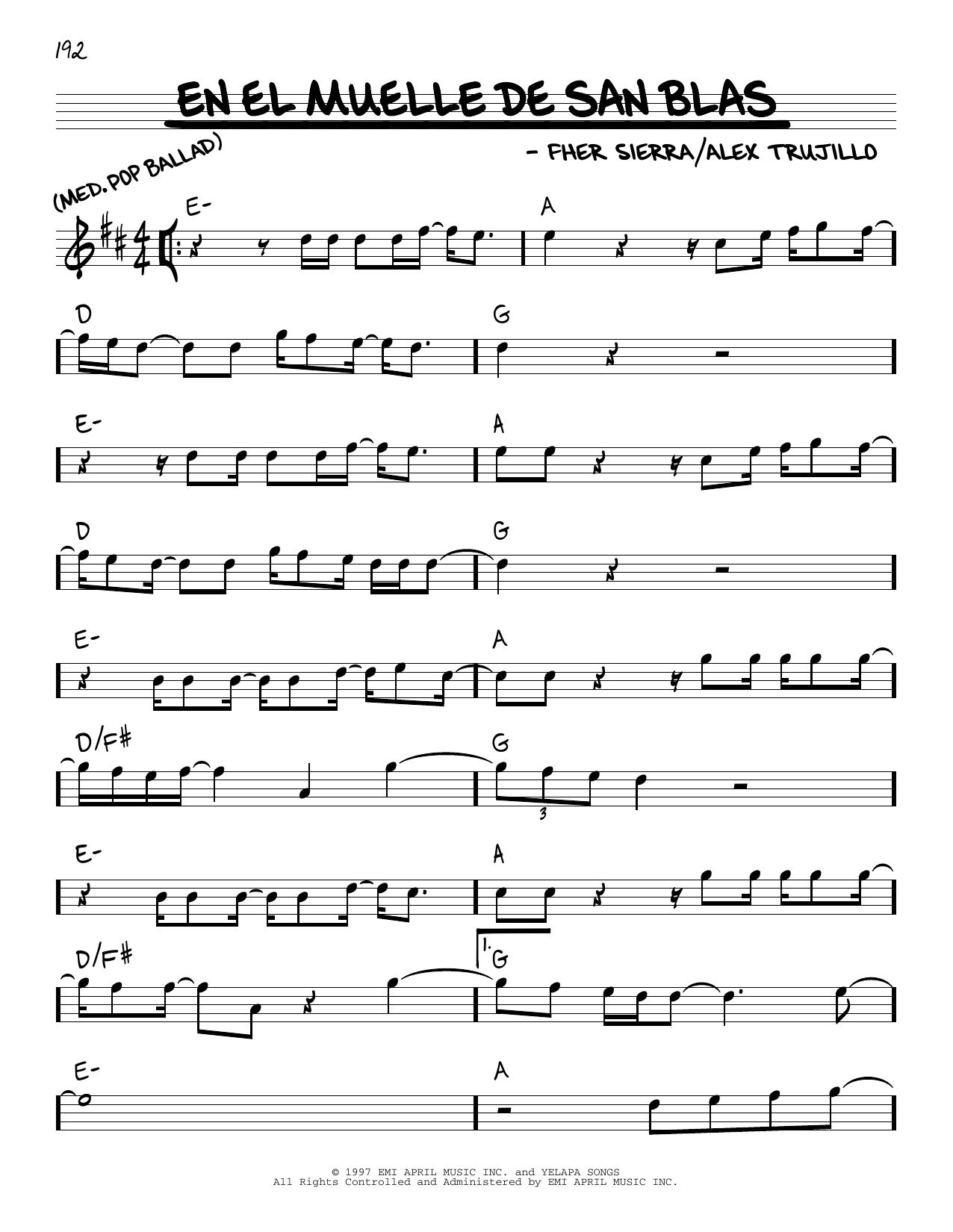 Mana En El Muelle De San Blas Sheet Music Notes & Chords for Real Book – Melody & Chords - Download or Print PDF
