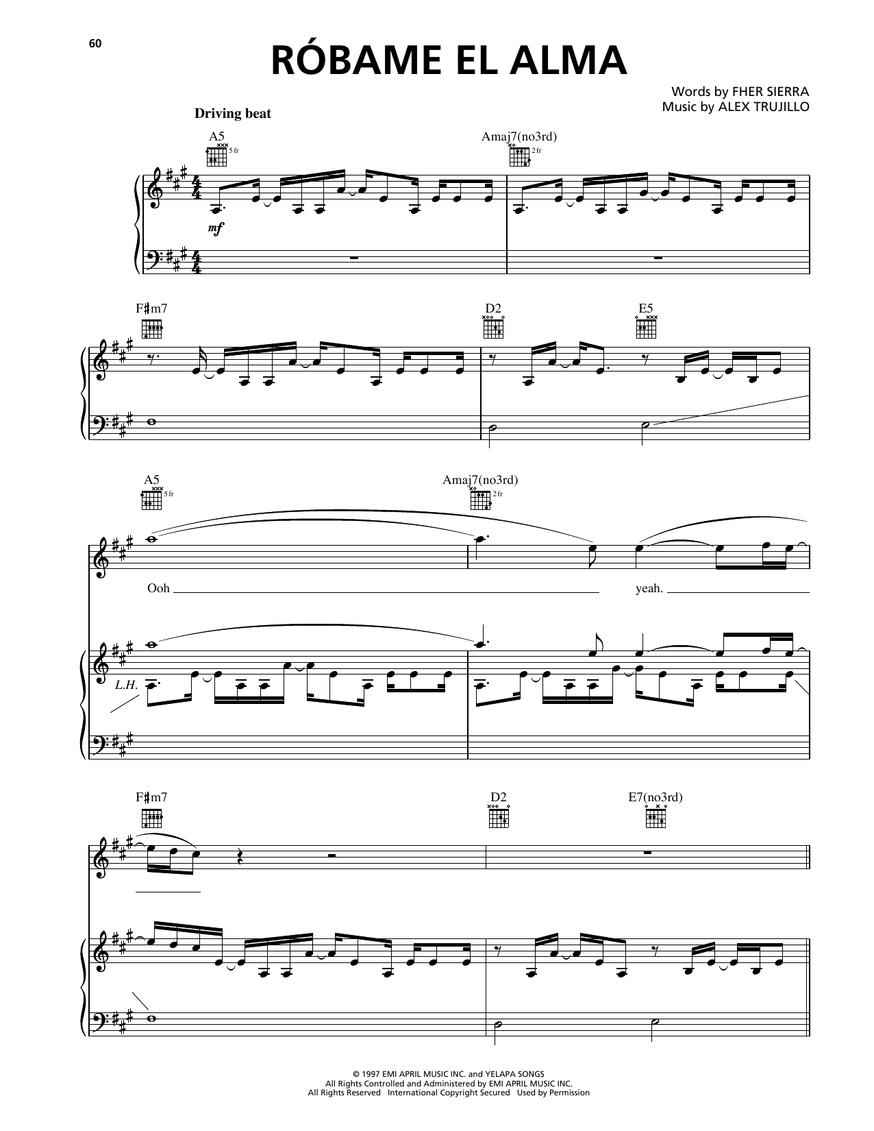 Maná Robame El Alma Sheet Music Notes & Chords for Piano, Vocal & Guitar Chords (Right-Hand Melody) - Download or Print PDF Maná Robame El Alma Sheet Music Notes & Chords for Piano, Vocal & Guitar Chords (Right-Hand Melody) - Download or Print PDF