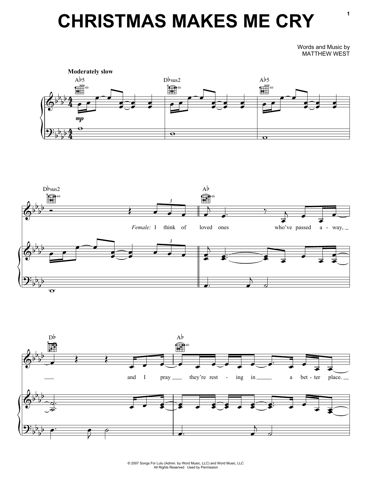 Mandisa Christmas Makes Me Cry (feat. Matthew West) Sheet Music Notes & Chords for Piano, Vocal & Guitar (Right-Hand Melody) - Download or Print PDF