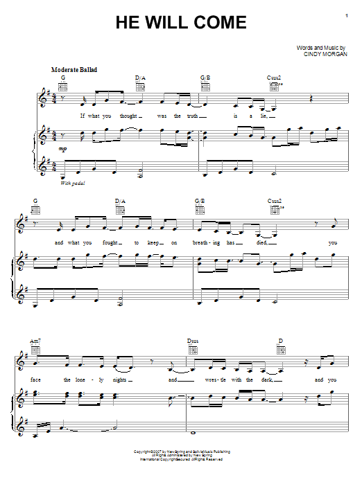 Mandisa He Will Come Sheet Music Notes & Chords for Piano, Vocal & Guitar (Right-Hand Melody) - Download or Print PDF