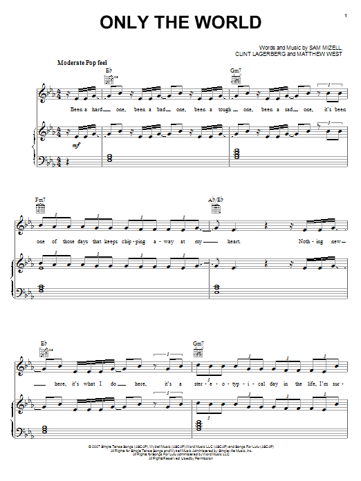 Mandisa Only The World Sheet Music Notes & Chords for Piano, Vocal & Guitar (Right-Hand Melody) - Download or Print PDF