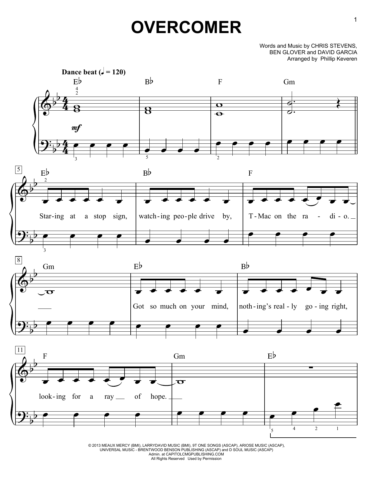 Phillip Keveren Overcomer Sheet Music Notes & Chords for Easy Piano - Download or Print PDF