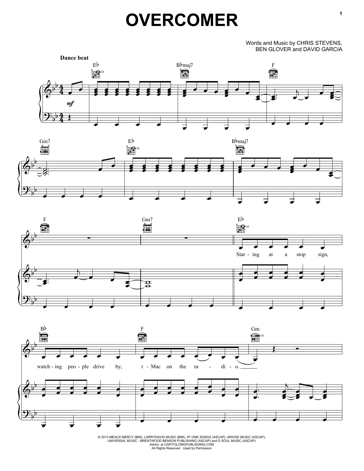 Mandisa Overcomer Sheet Music Notes & Chords for Piano, Vocal & Guitar (Right-Hand Melody) - Download or Print PDF