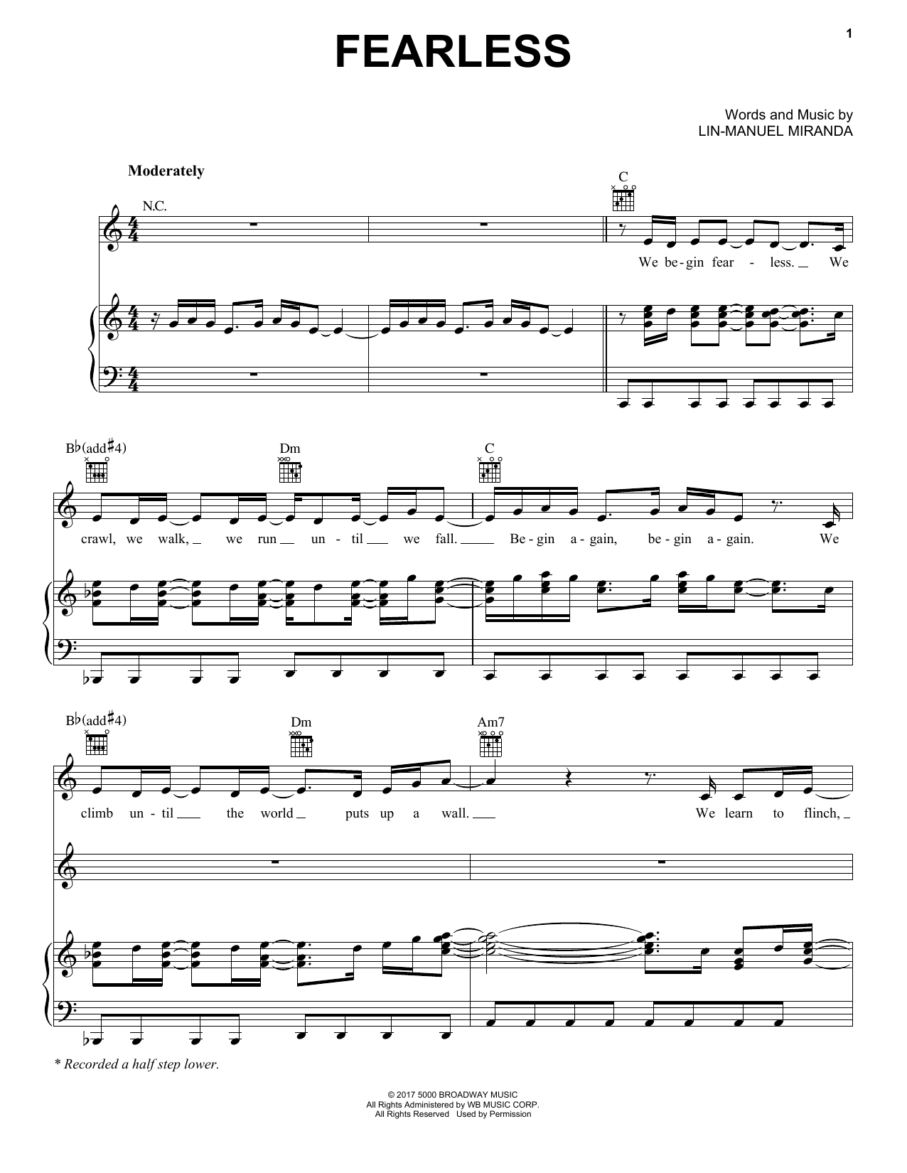 Mandy Gonzalez Fearless Sheet Music Notes & Chords for Piano, Vocal & Guitar (Right-Hand Melody) - Download or Print PDF