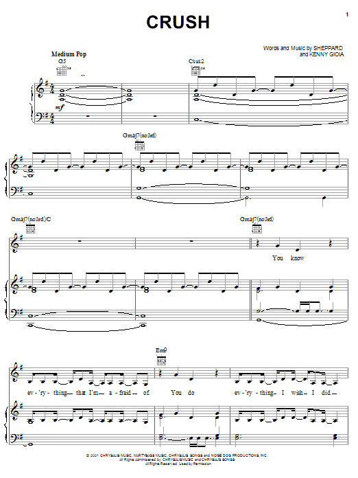 Mandy Moore Crush Sheet Music Notes & Chords for Piano, Vocal & Guitar (Right-Hand Melody) - Download or Print PDF Mandy Moore Crush Sheet Music Notes & Chords for Piano, Vocal & Guitar (Right-Hand Melody) - Download or Print PDF
