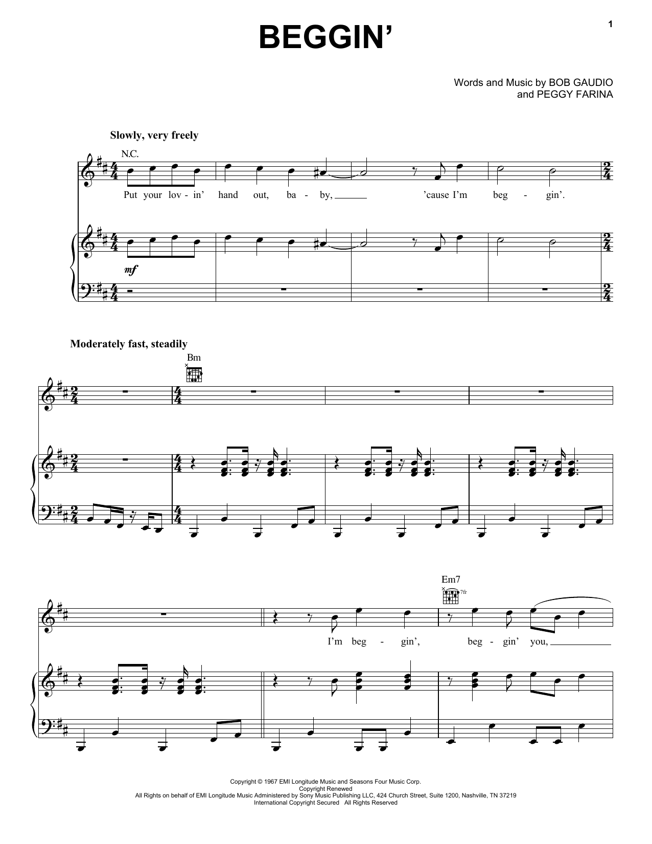 Maneskin Beggin' Sheet Music Notes & Chords for Easy Guitar Tab - Download or Print PDF