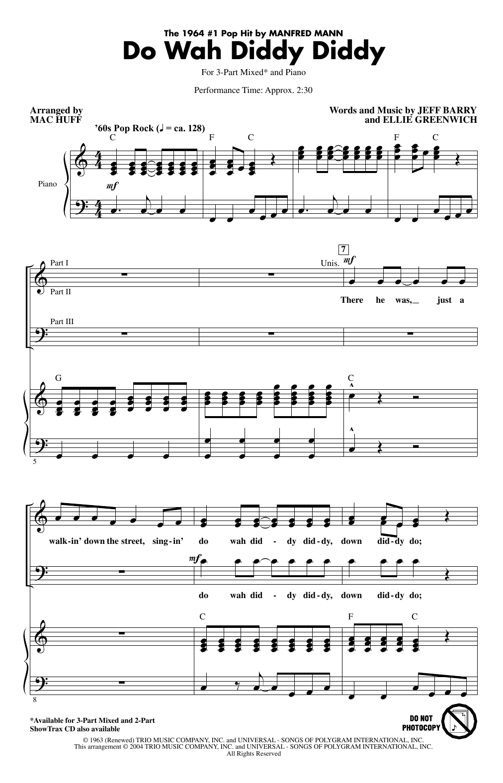 Manfred Mann Do Wah Diddy Diddy (arr. Mac Huff) Sheet Music Notes & Chords for 2-Part Choir - Download or Print PDF