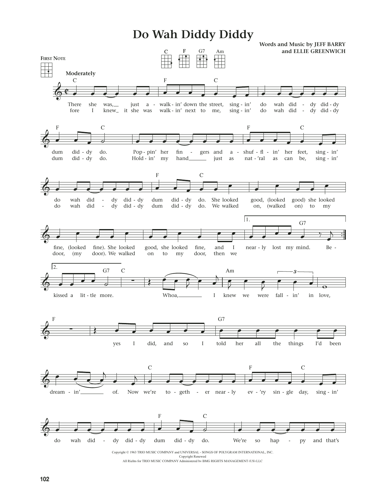 Manfred Mann Do Wah Diddy Diddy (from The Daily Ukulele) (arr. Jim Beloff) Sheet Music Notes & Chords for Ukulele - Download or Print PDF