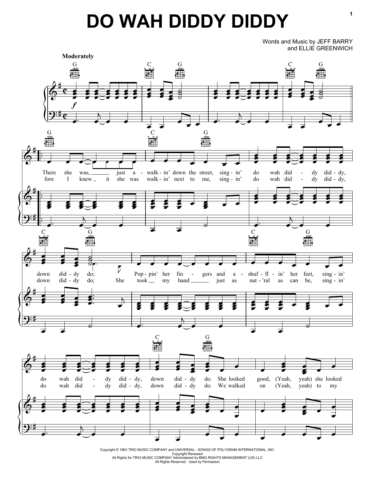 Manfred Mann Do Wah Diddy Diddy Sheet Music Notes & Chords for Ukulele - Download or Print PDF