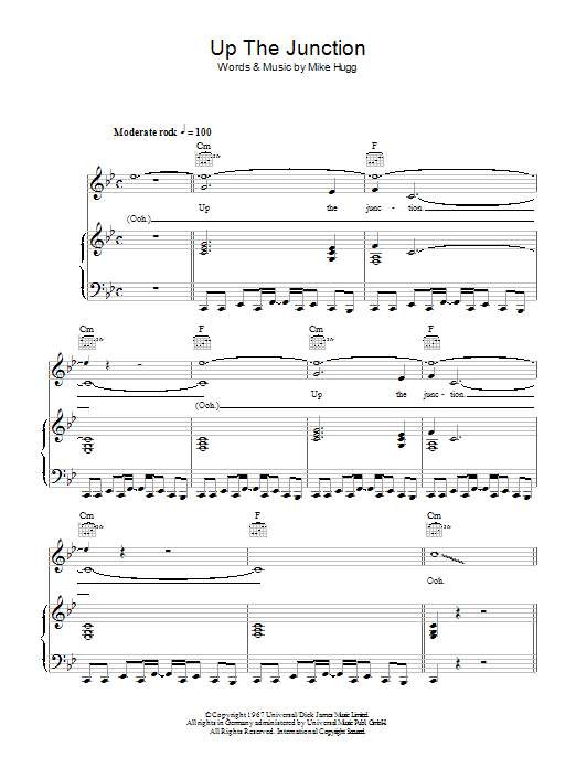 Manfred Mann Up The Junction Sheet Music Notes & Chords for Piano, Vocal & Guitar (Right-Hand Melody) - Download or Print PDF