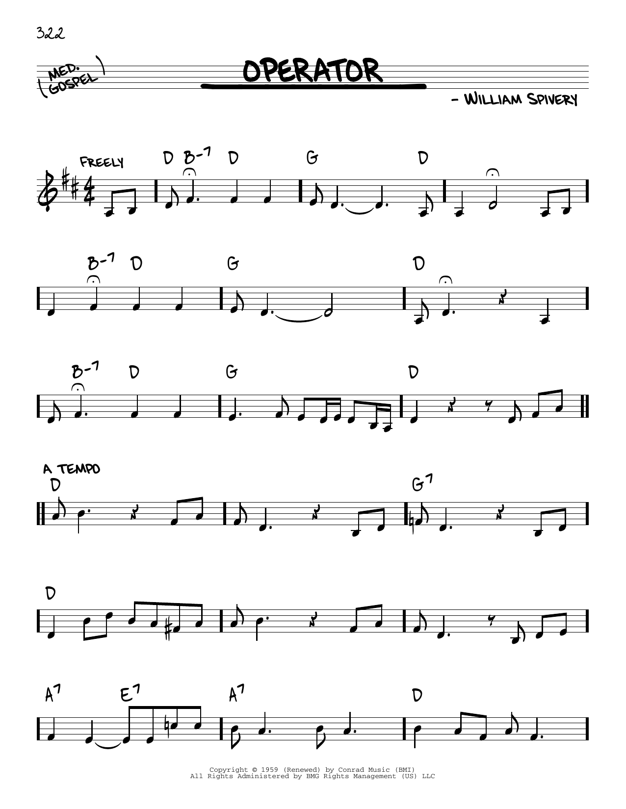 Manhattan Transfer Operator Sheet Music Notes & Chords for Real Book – Melody & Chords - Download or Print PDF